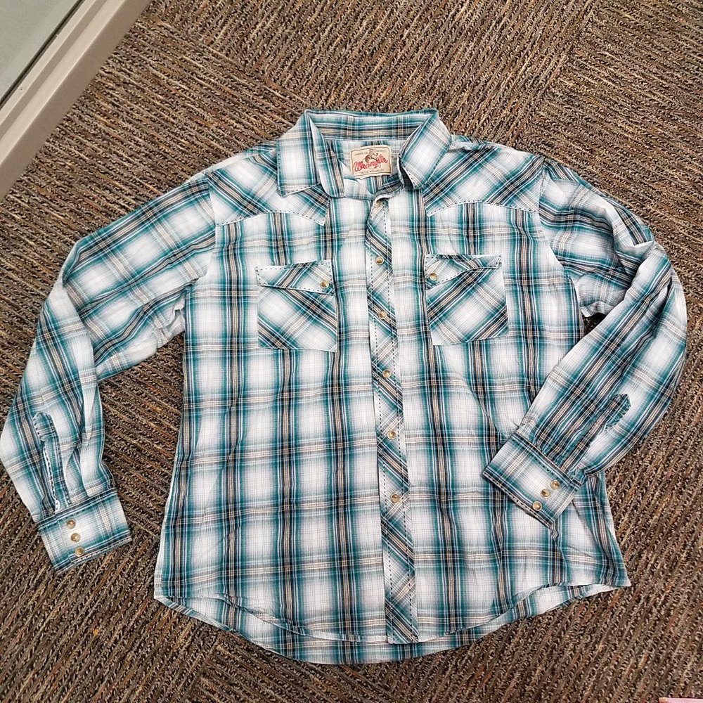 Wrangler Long Sleeve Button Up Blue Plaid